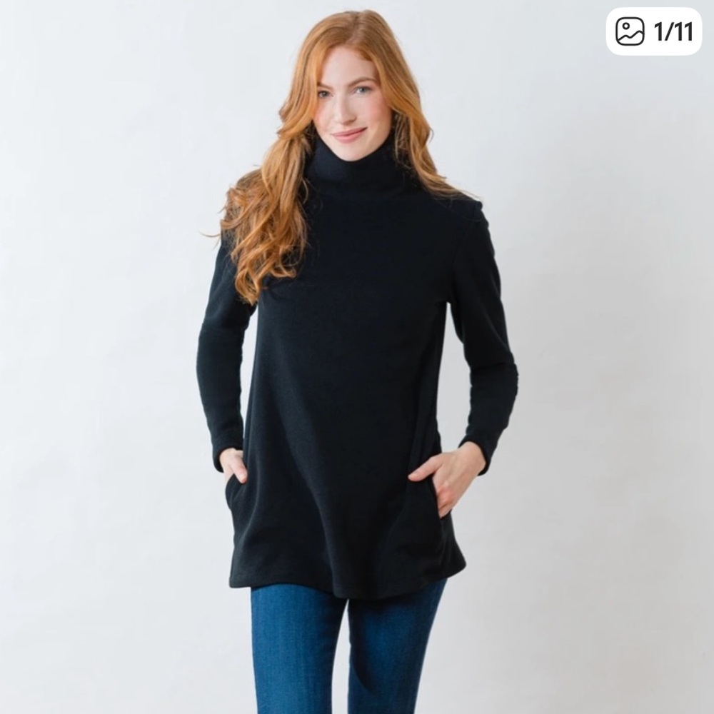 Dudley Stephens XS Black Cobble Hill Turtleneck Tunic